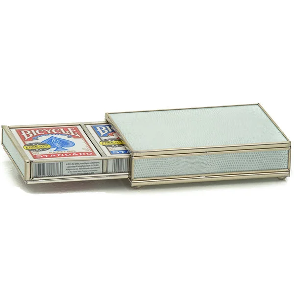 Jm Piers White Lizard Skin Glass Card Box