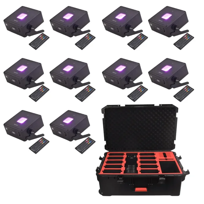 JMAZ 10-Pack Mad Par Bulls IP Uplight Lighting Package with Charging Case