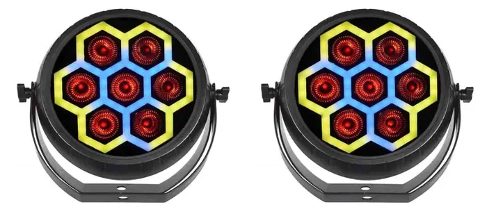 JMAZ JZ1030 Radiant Par TRON7 RGBAW+UV LED Effect Wash Light DJ Package – 2 Pack