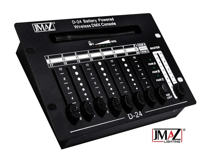 JMAZ JZ6001 D-24 Wireless DMX Controller Battery Powered with 24 Channel and 20 Hour Battery Life