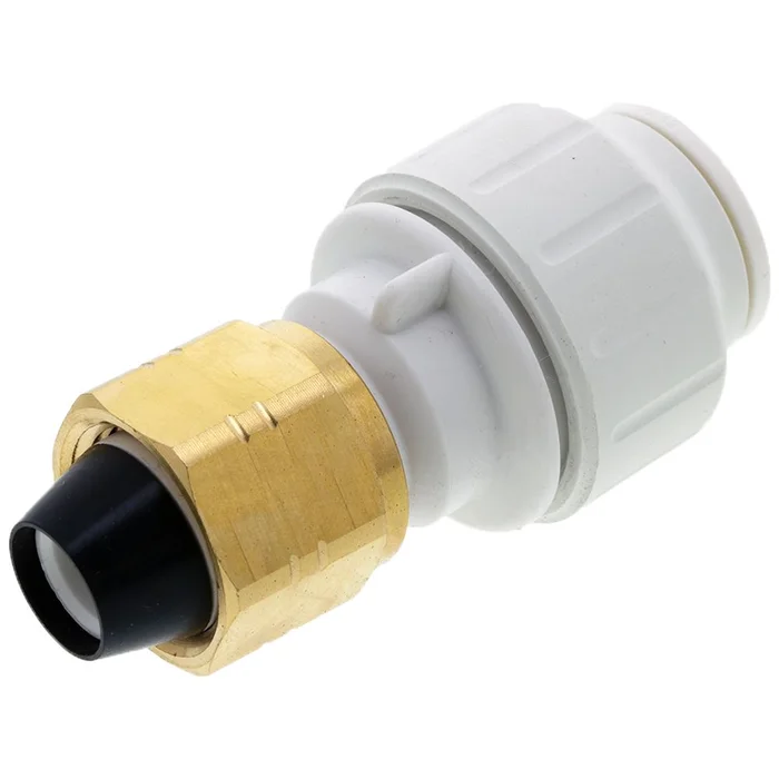 John Guest Female Connector w/Brass Nut – 1/2 CTS x 1/2 NPS