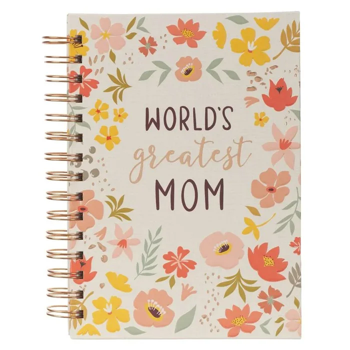 Journal Wirebound Peach Floral World’s Greatest Mom