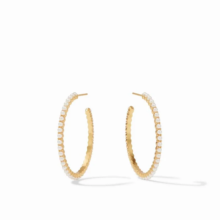 Julie Vos Juliet Hoop Pearl Medium Earrings