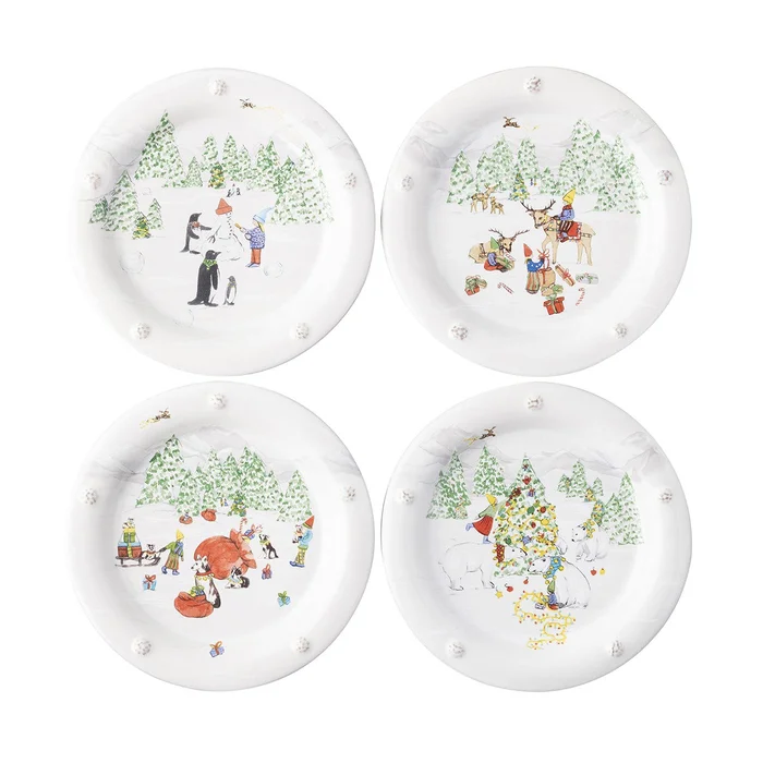 Juliska North Pole Cocktail Plates, Set Of 4 Assorted