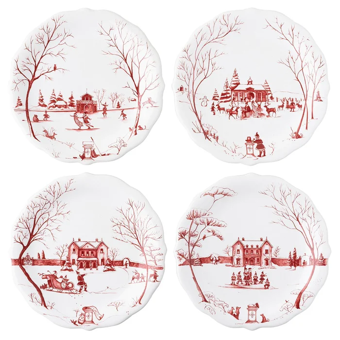 Juliska Winter Frolic Mr. & Mrs. Party Plate, Set Of 4