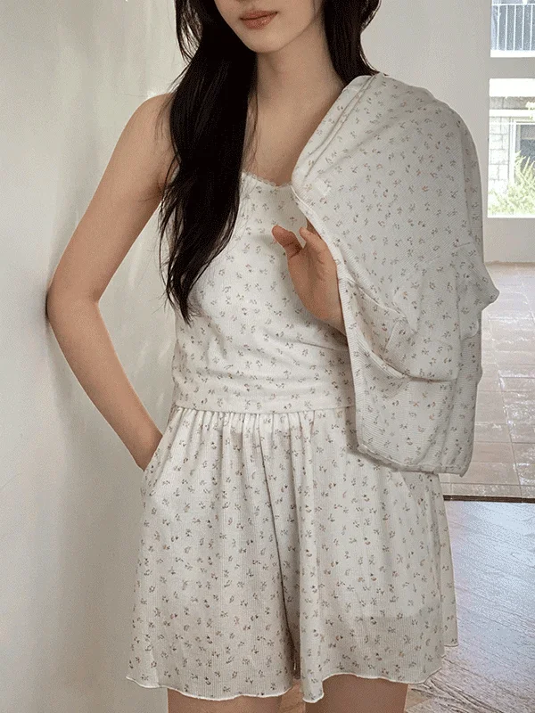 JUUNEEDU J’eu Softy Flower Short-Sleeve Pajama Set