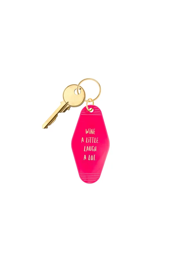 Keychain – Retro Motel “Wine A Little, Laugh Alot”