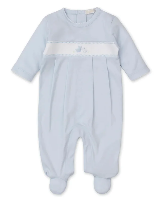 Kissy Kissy Premier Bunny Burrows Lt. Blue Footie With Hand Embroidery