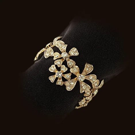 L’Objet Garland Gold W/Yellow Crystal Napkin Rings, Set Of 4