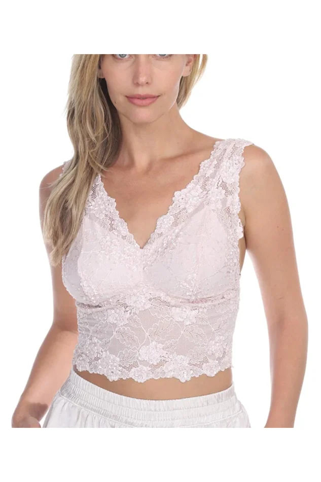 LACE HAND-BEADED SLEEVELESS CROP TOP