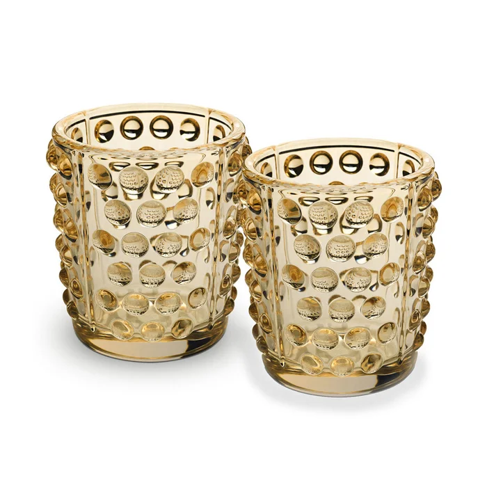 Lalique Mossi Votive, Set Of 2, Gold Lustre