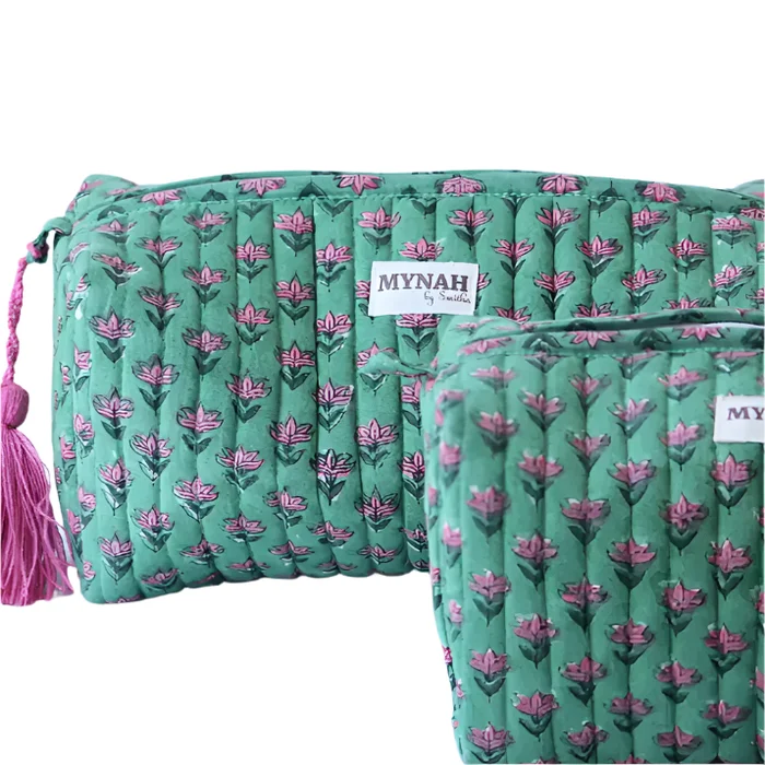 Large Cactus Rose Floral Cosmetic Bag