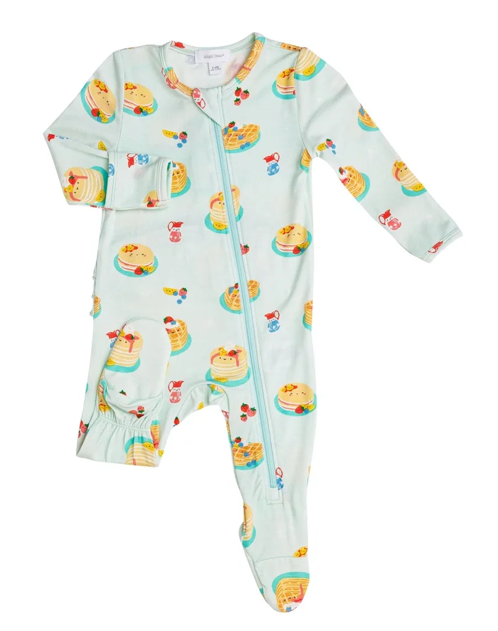 Last One – Size 3/6M: Footie Ruffle Front (Zipper) – Pancakes