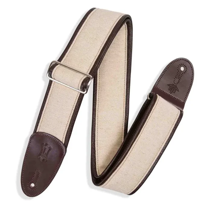 Levy’s Leathers MHG7-DBR 2.5” Natural Hemp Guitar Strap with Padding Wrapped in Dark Brown Garment Leather