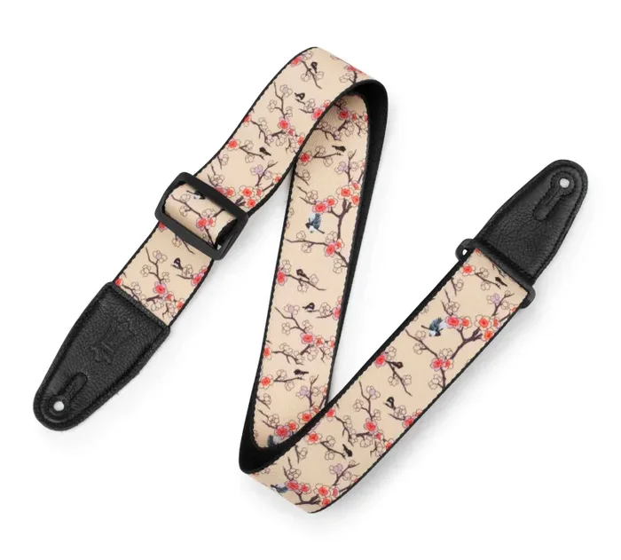 Levy’s Leathers MPD2-115 2” Wide Polyester Guitar Strap with Cherry Trees and Birds Motif