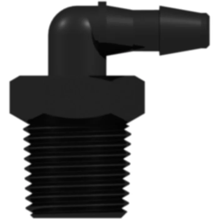 LinkTech 1/8-27 NPT Thread Elbow with 7/16″ Hex to 200 Series Barb, 1/8″ (3.2 mm) ID Tubing, Black Nylon