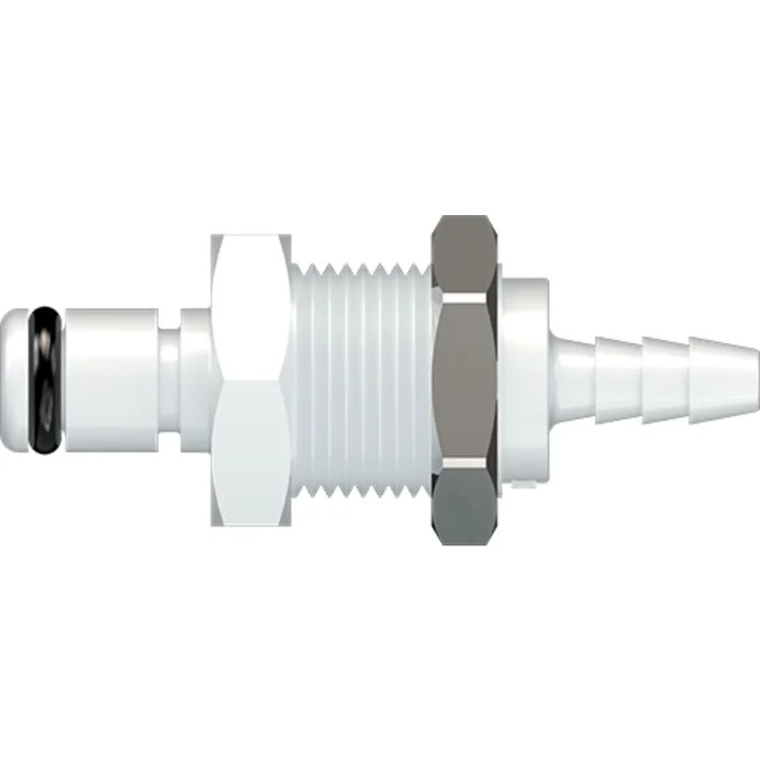 LinkTech 20AC Series Panel Mt. Male, Non-valved, 1/8″ HB, Natural Acetal, Buna N