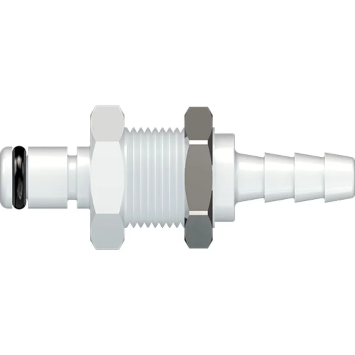 LinkTech 20AC Series Panel Mt. Male, Non-valved, 3/16″ HB, Natural Acetal, Buna N
