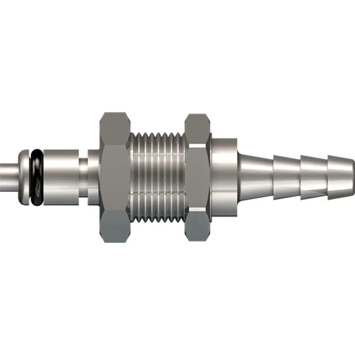 LinkTech 20CB Series Panel Mt. Male, Valved, 3/16″ HB, Chrome Brass, Buna N