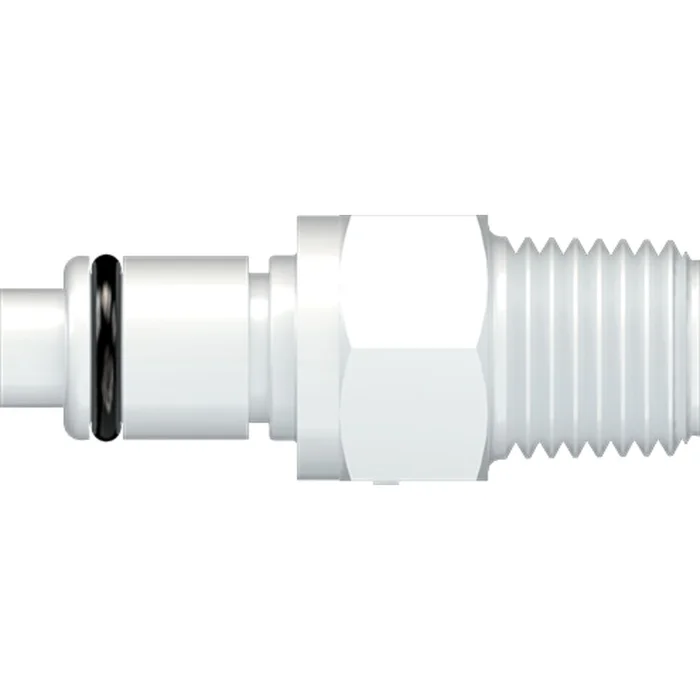 LinkTech 40AC Series Male Thread Male, Valved, 1/4″ MNPT, Natural Acetal, Buna N