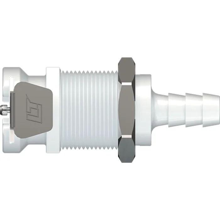 LinkTech 40AC Series Panel Mt. Female, Valved, 1/4″ HB, Natural Acetal,