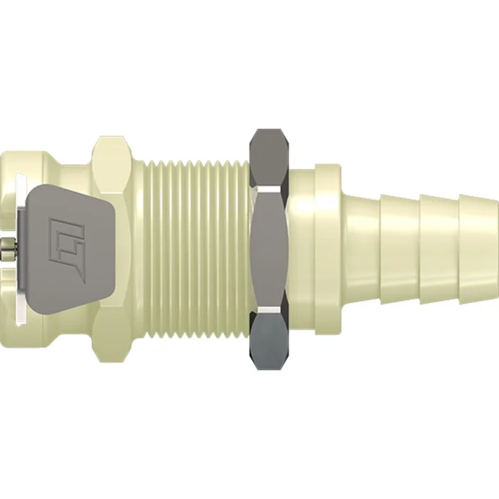 LinkTech 40PP Series Panel Mt. Female, Valved, 1/4″ HB, Molded Almond Color, Polypropylene