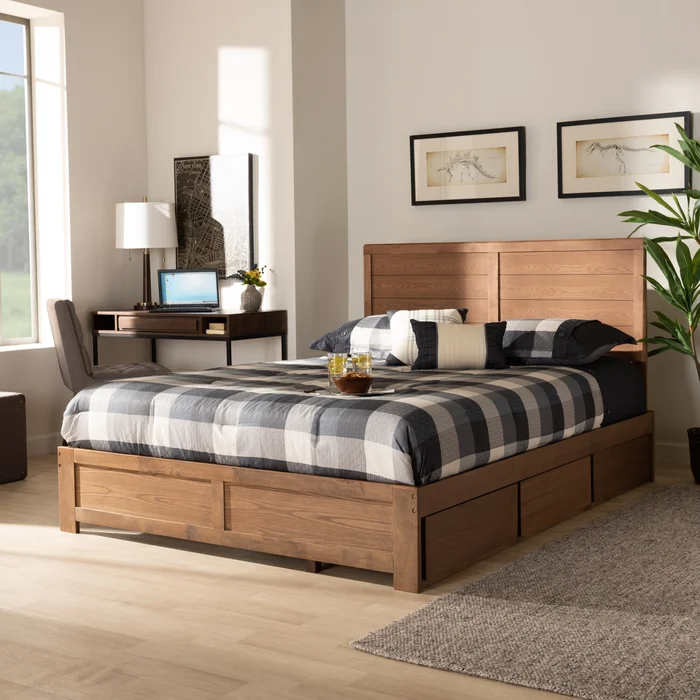Lisa Ash-brown Finished Wood 3-drawer Platform Storage Bed