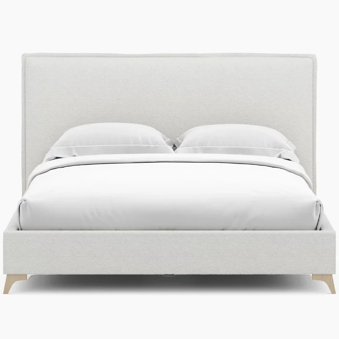 Lottie Cream Boucle Upholstered Queen Platform Bed Frame