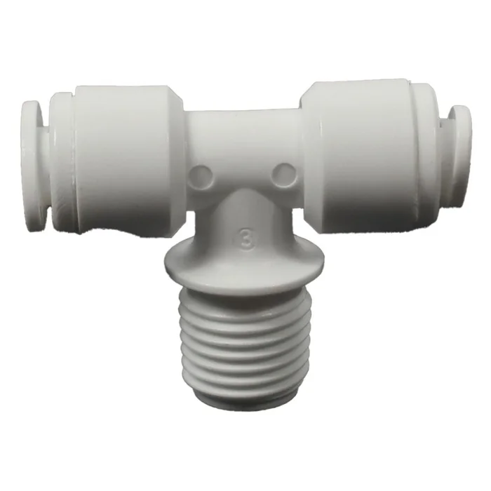 Male Branch Tee Acetal 1/4 qc x 1/4 qc x 1/4 MNPT Branch