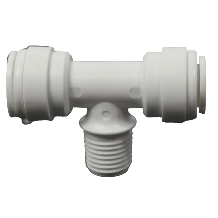 Male Branch Tee Acetal 3/8 qc x 3/8 qc x 1/4 MNPT Branch