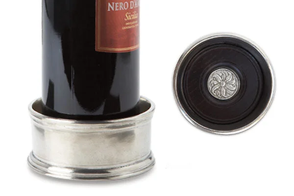 Match Pewter Bottle Coaster W/Wood Insert
