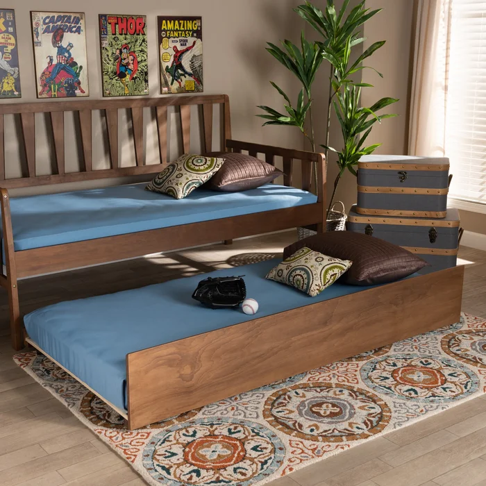 Midori Modern and Contemporary Transitional Twin Size Trundle Bed
