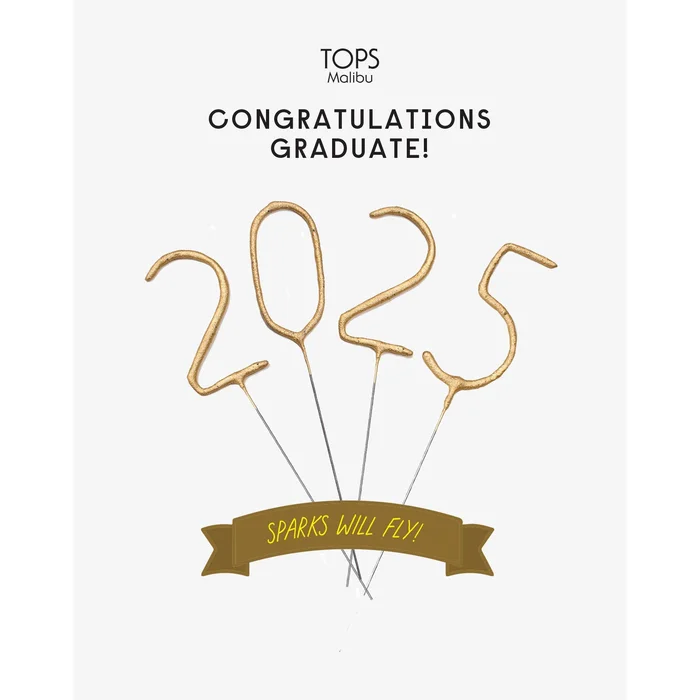 Mini 4″ Gold “2025” Number Sparkler Wands Card – Graduation
