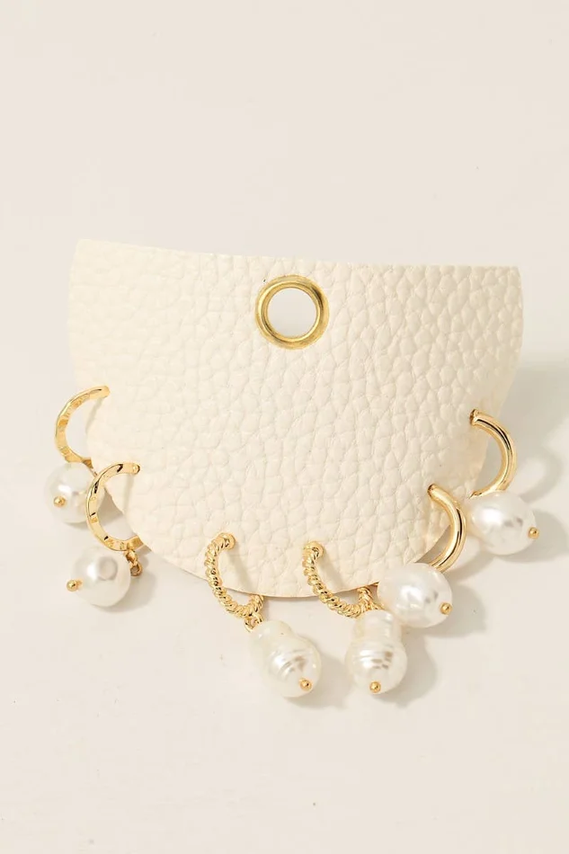 Mixed Pearl Charm Hoop Earrings Set: Gold