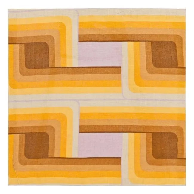 Mustard Lines Vintage Fabric Art – Square