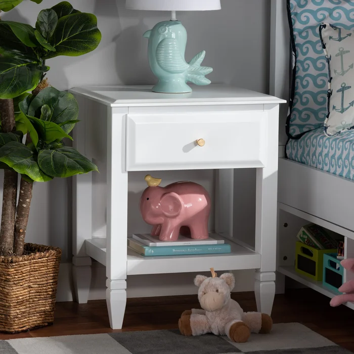 Naomi Classic and Transitional 1-Drawer Bedroom Nightstand