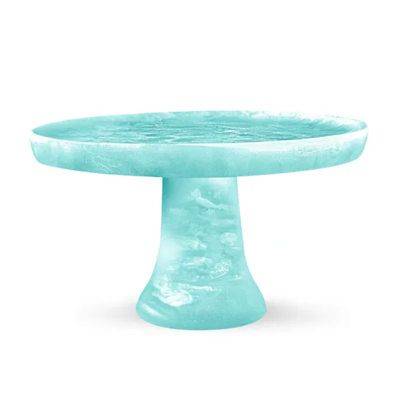 Nashi Home Resin Aqua Swirl Footed Medium Cake Stand