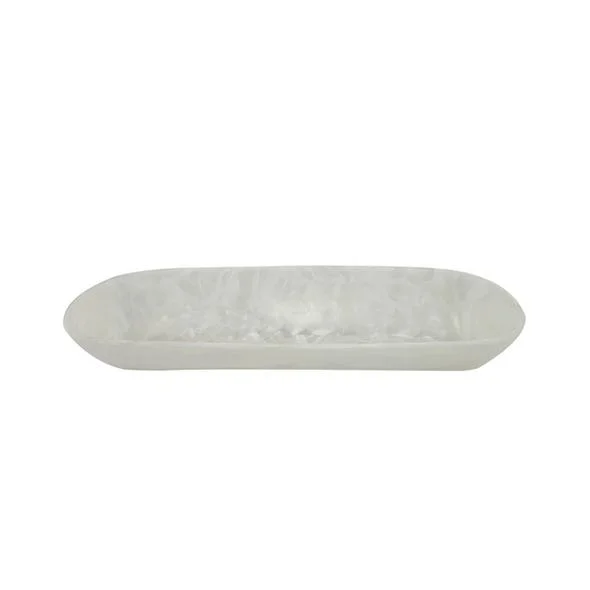 Nashi Home Resin White Swirl Large Boat Bowl
