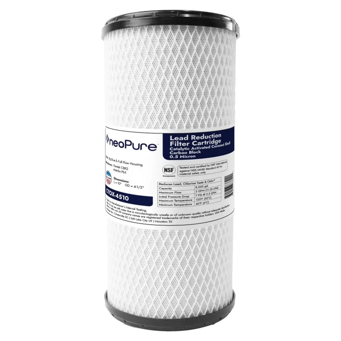 Neo-Pure CTOX-4510 9-7/8″ x 4-1/2″ Chloramine/VOC/LEAD Carbon Block Filter 0.5 Micron