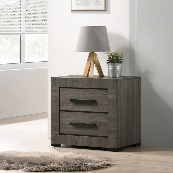 Nestore Contemporary Grey Wood 2-Drawer Nightstand by Furniture of America