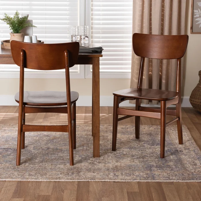 Netherlands Mid-century Modern Scandinavian Style Dark Walnut Bent Wood Dining Side Chair (Set of 2)