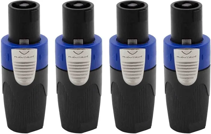 Neutrik NL4FX 4-Pole SpeakON Cable Connector with Dark Grey Bushing – 4 Pack