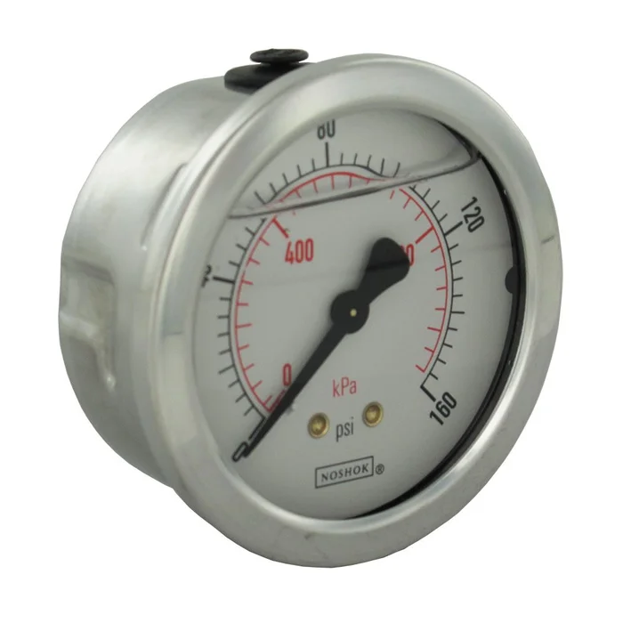 NOSHOK Center Mount 2.5″ Water Pressure Gauge 0-160 PSI, SS, 1/4″ NPT
