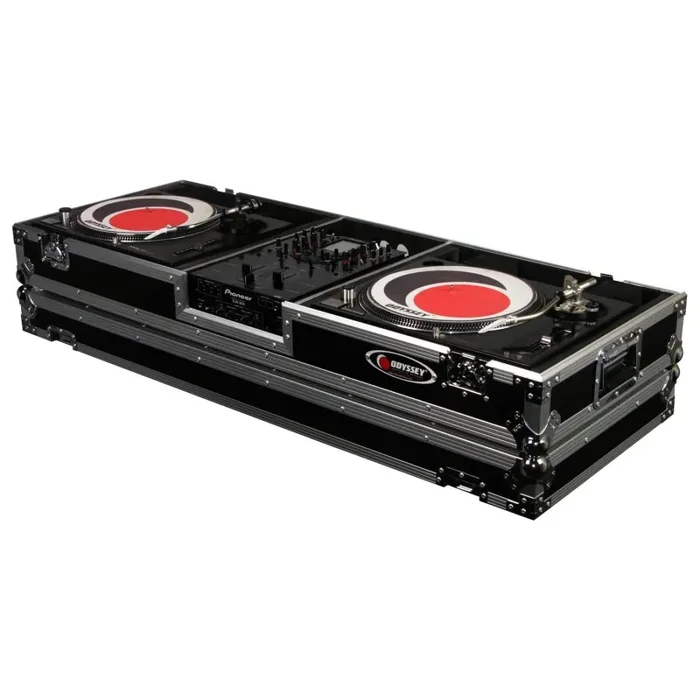 Odyssey FZDJ10W, 10″ Format DJ Mixer and Two Standard Position Turntables Flight Coffin Case with Wheels