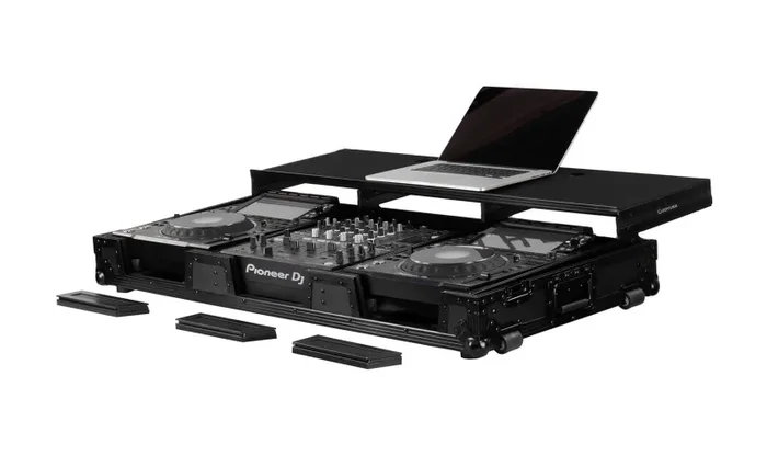 Odyssey FZGSP12CDJW2BL, Full Glide Platform Label DJ Coffin Flight Case for 12″ Format DJ Mixer and Two Large Format Media Players – Black Discount