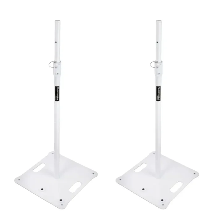 Odyssey LSBP72WHT, Square Base Speaker Stands White 72in – Pair
