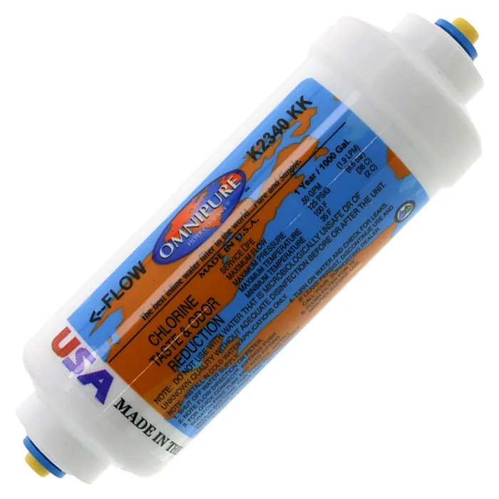 Omnipure K2333-KK/K2340-KK 6″ x 2″ Inline GAC filter 3/8″ QC