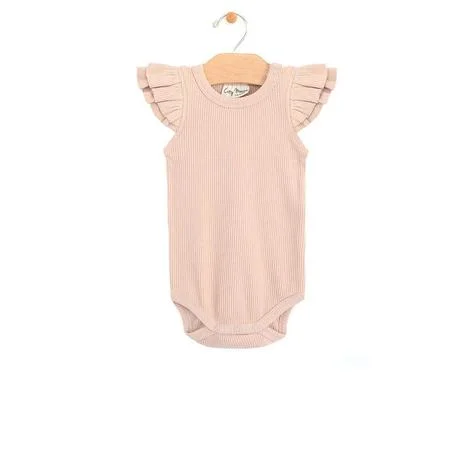 Onesie (Short Sleeve) – Rib Flutter Sleeve Peach