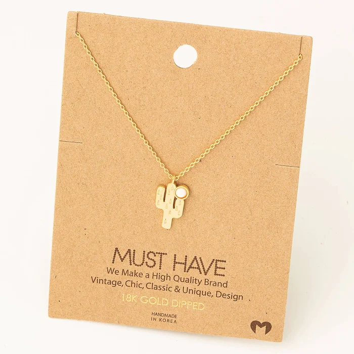 Opal Cactus Pendant Necklace: G