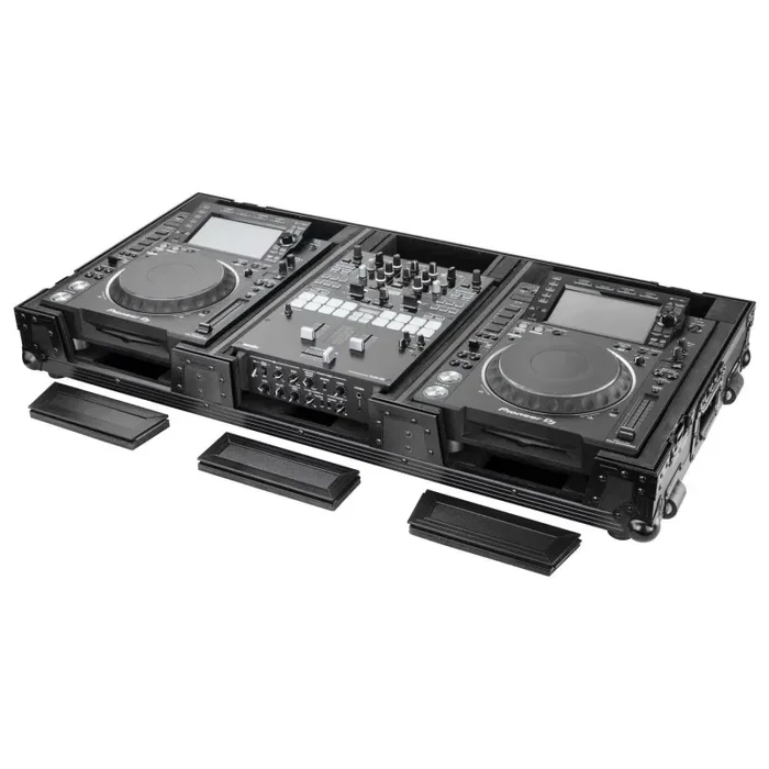 Open Box: Odyssey FZ10CDJWXDBL Extra Deep 10″ Format DJ Mixer and Two Large Format Media Players Coffin Flight Case – Black Online now